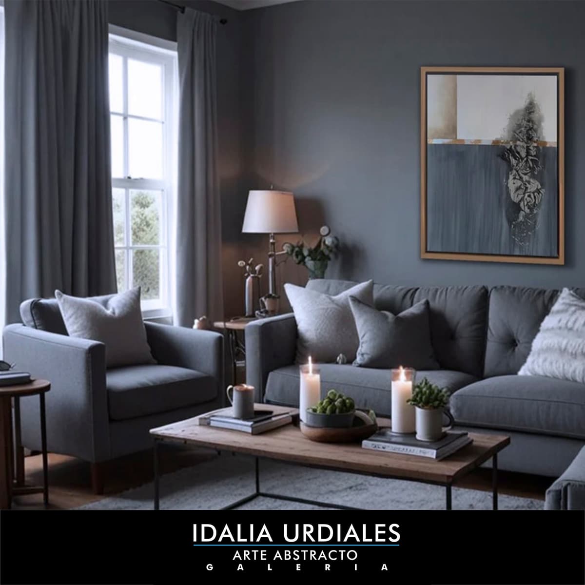 Framed abstract artwork staged in a contemporary interior — piece 13