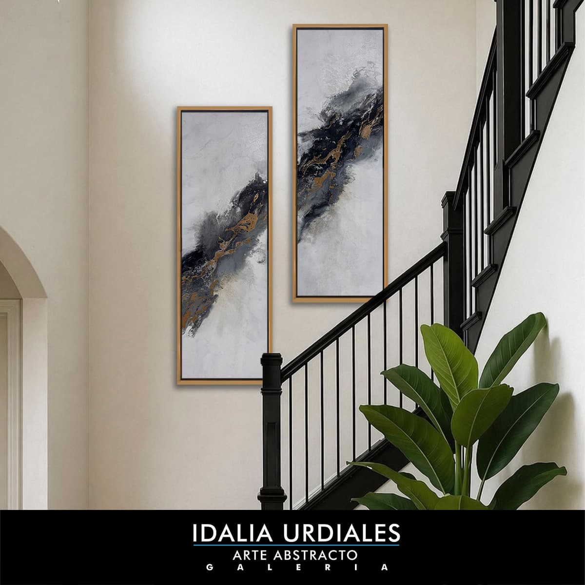 Obra de arte abstracto enmarcada en un interior contemporáneo — pieza 25