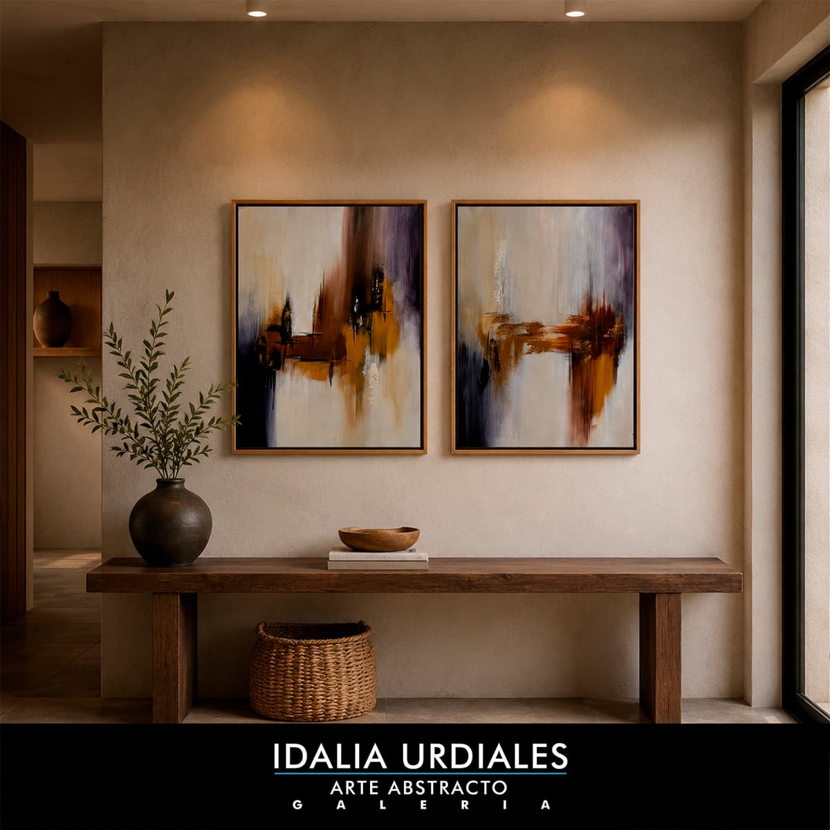 Obra de arte abstracto enmarcada en un interior contemporáneo — pieza 37