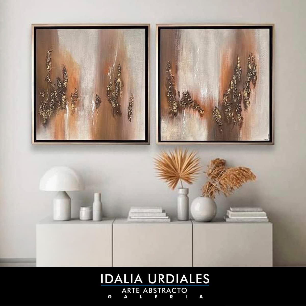 Obra de arte abstracto enmarcada en un interior contemporáneo — pieza 40
