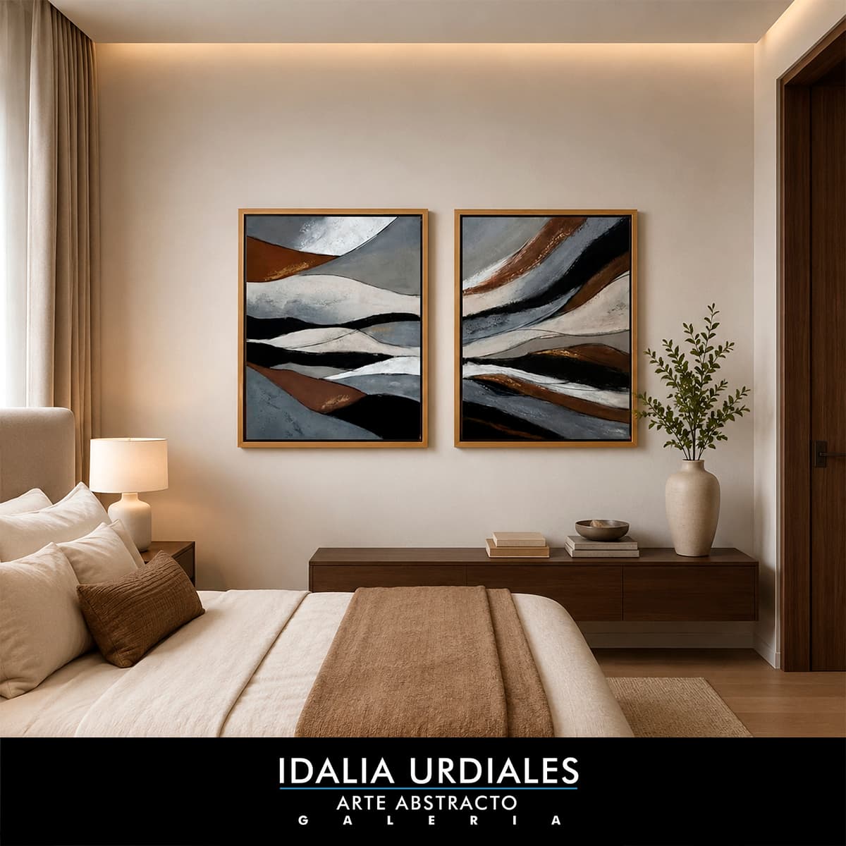 Framed abstract artwork staged in a contemporary interior — piece 44