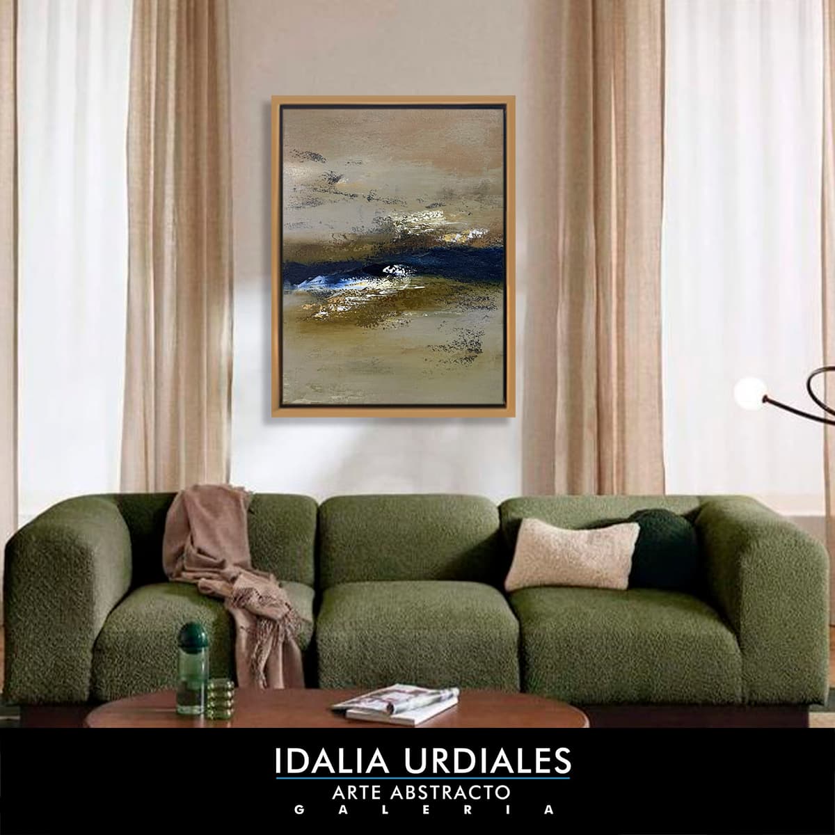 Obra de arte abstracto enmarcada en un interior contemporáneo — pieza 5