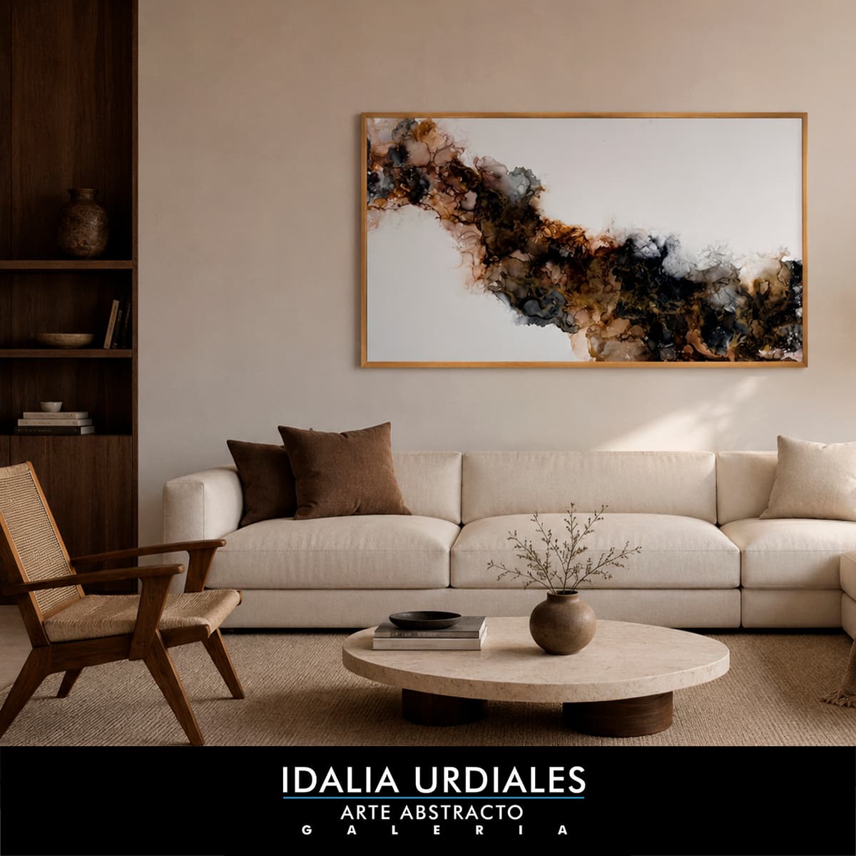 Obra de arte abstracto enmarcada en un interior contemporáneo — pieza 51