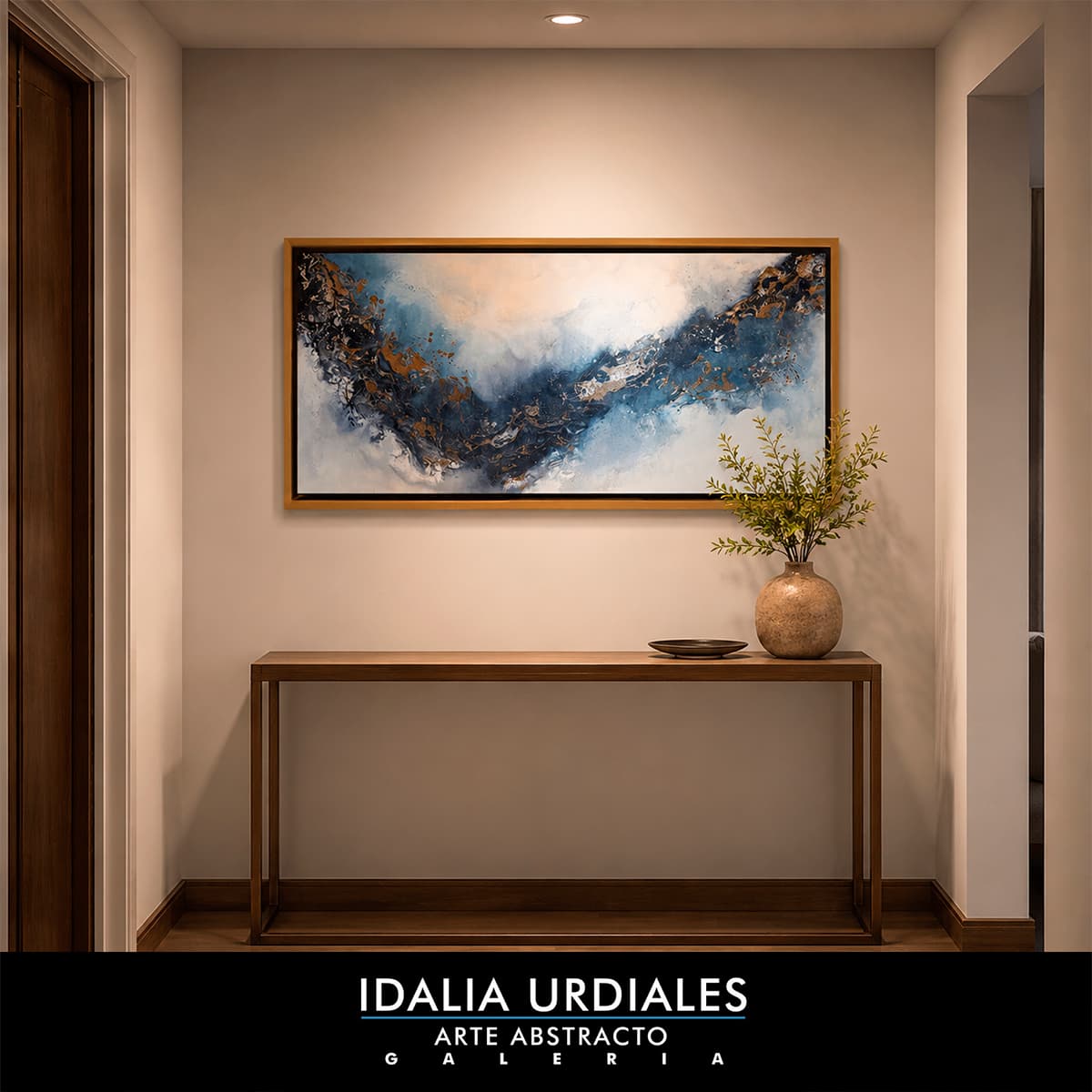 Obra de arte abstracto enmarcada en un interior contemporáneo — pieza 53