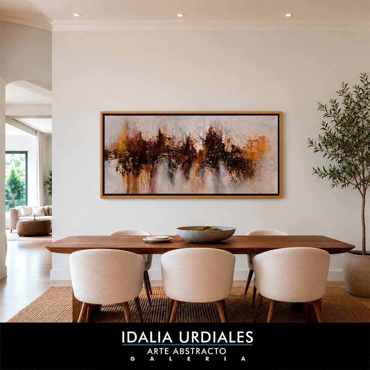 Obra de arte abstracto enmarcada en un interior contemporáneo — pieza 55