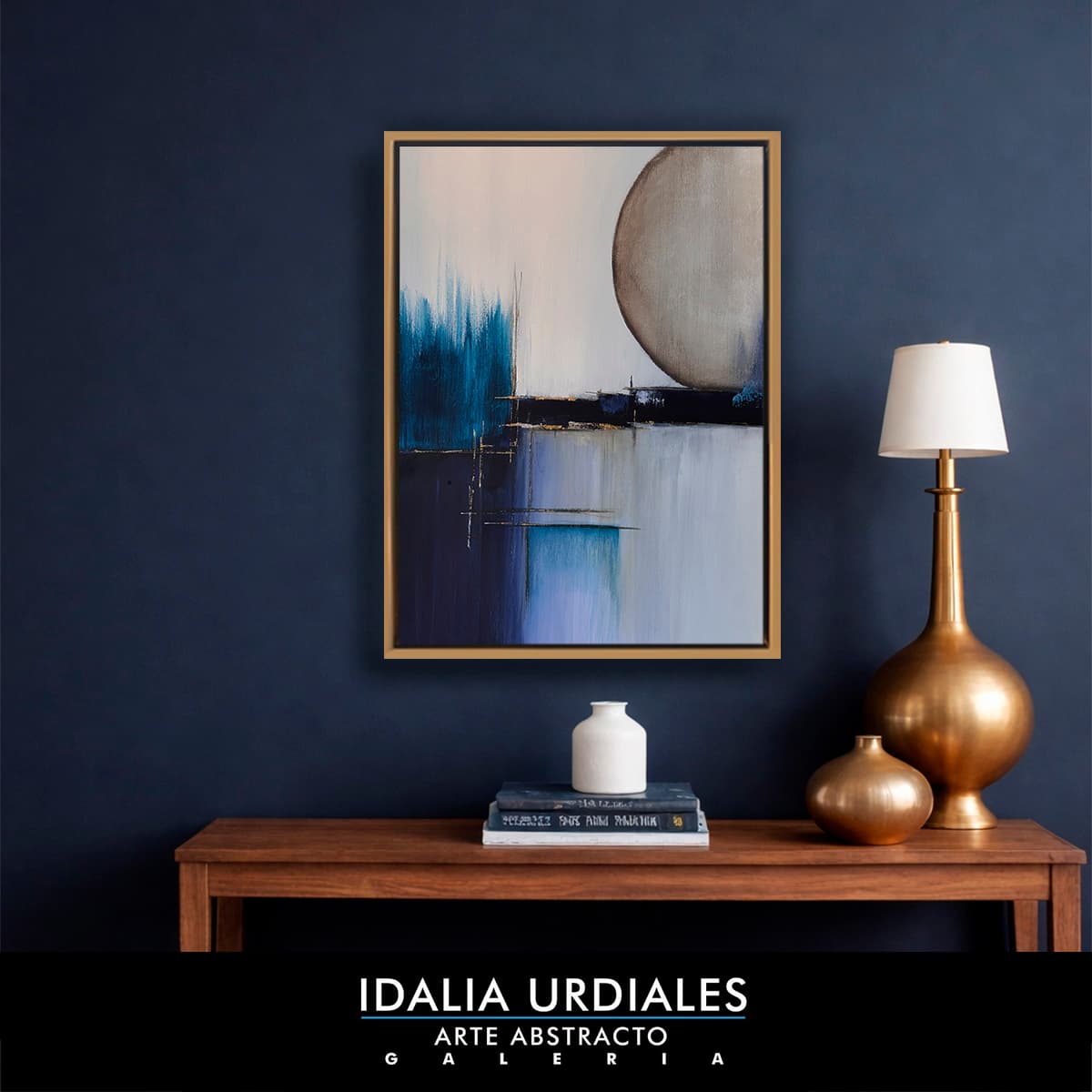 Obra de arte abstracto enmarcada en un interior contemporáneo — pieza 6