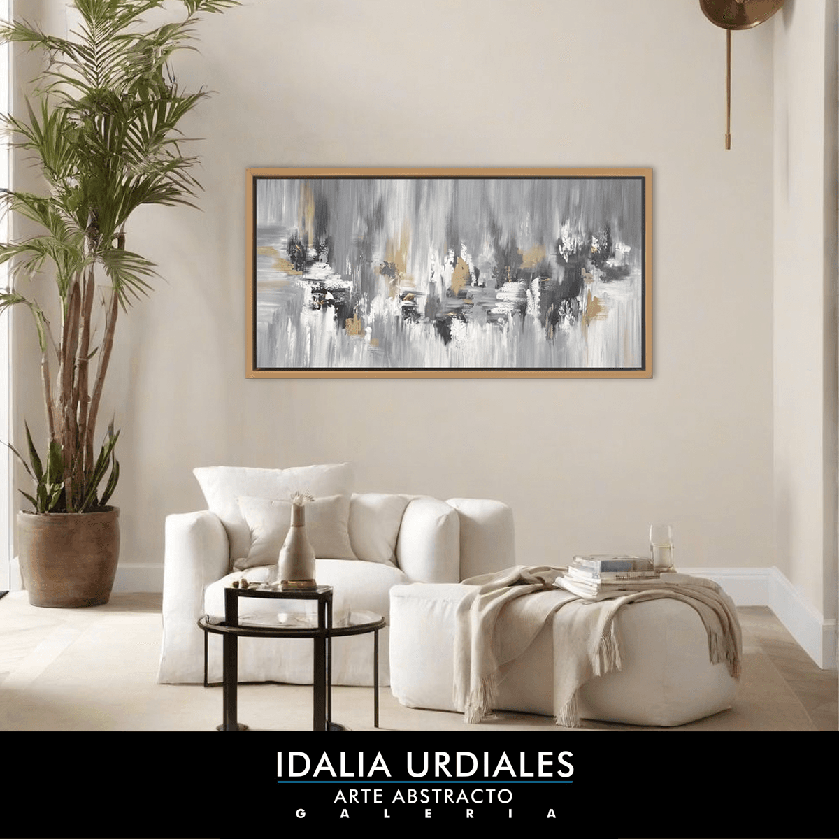 Obra de arte abstracto enmarcada en un interior contemporáneo — pieza 67
