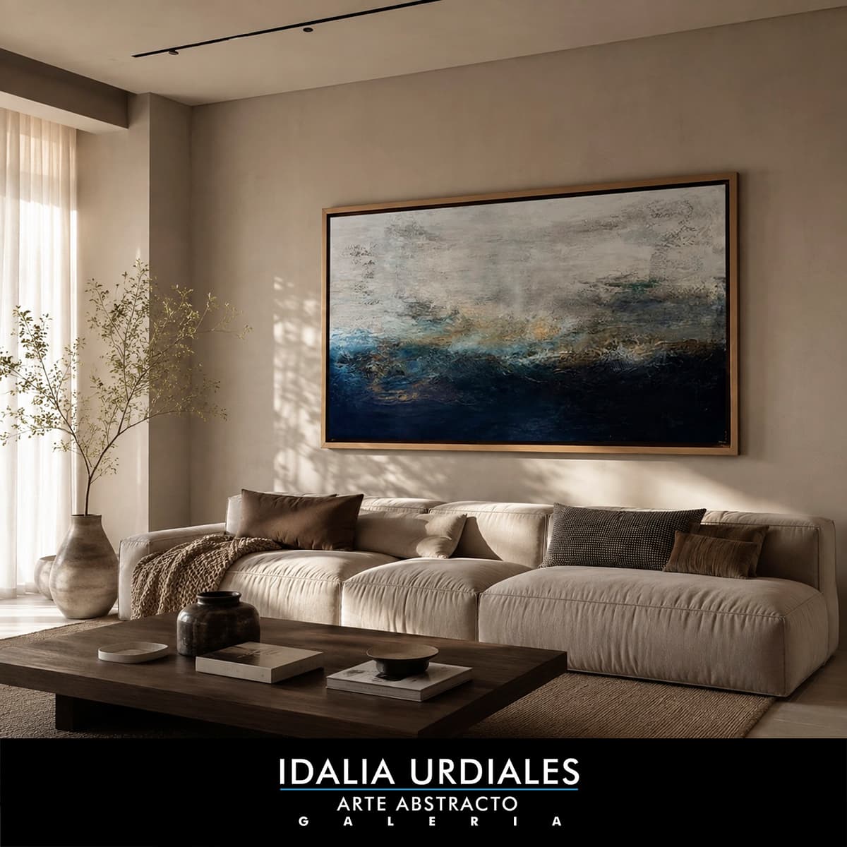 Obra de arte abstracto enmarcada en un interior contemporáneo — pieza 69
