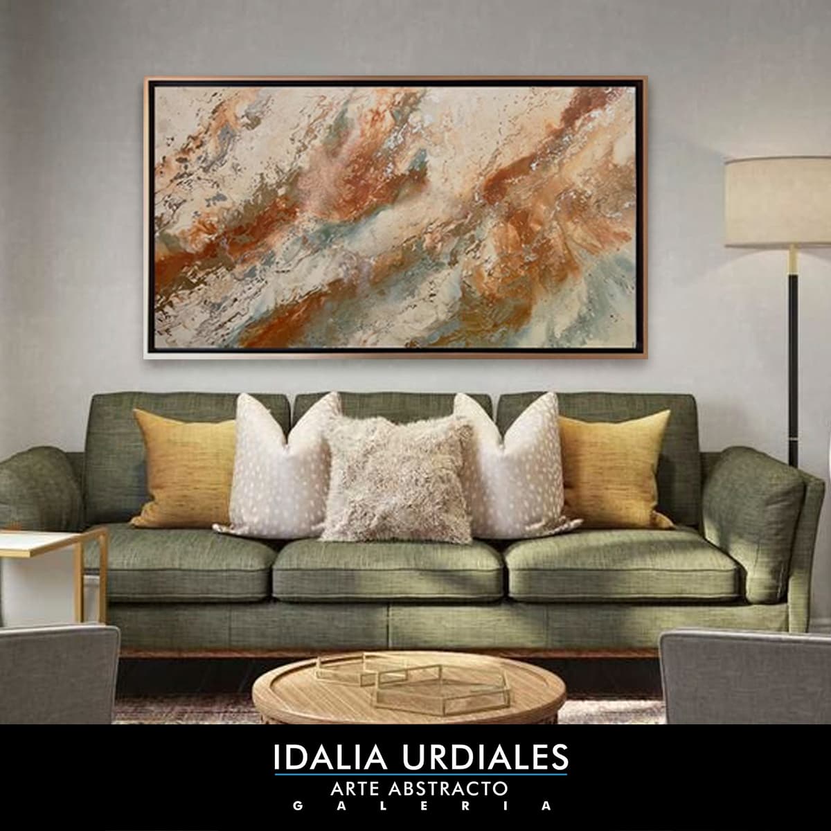 Obra de arte abstracto enmarcada en un interior contemporáneo — pieza 71